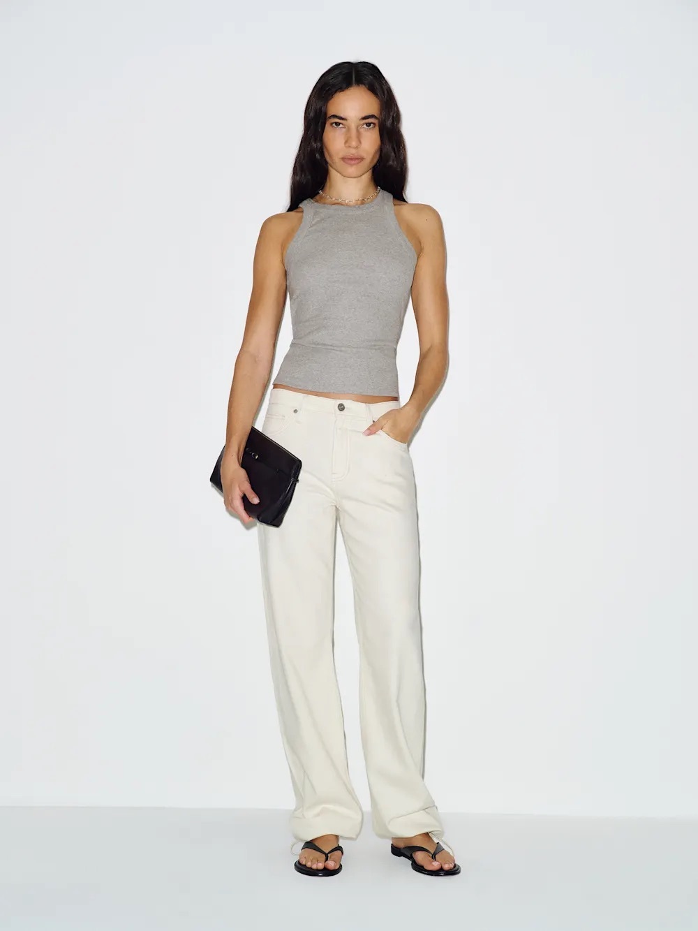 Reformation Tasha Tank in Heather Grey, Size S